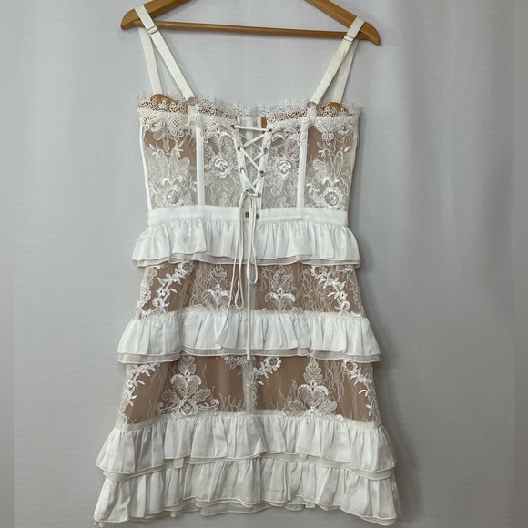 V. Chapman Ivory Lace Mini Dress - Picture 5 of 9